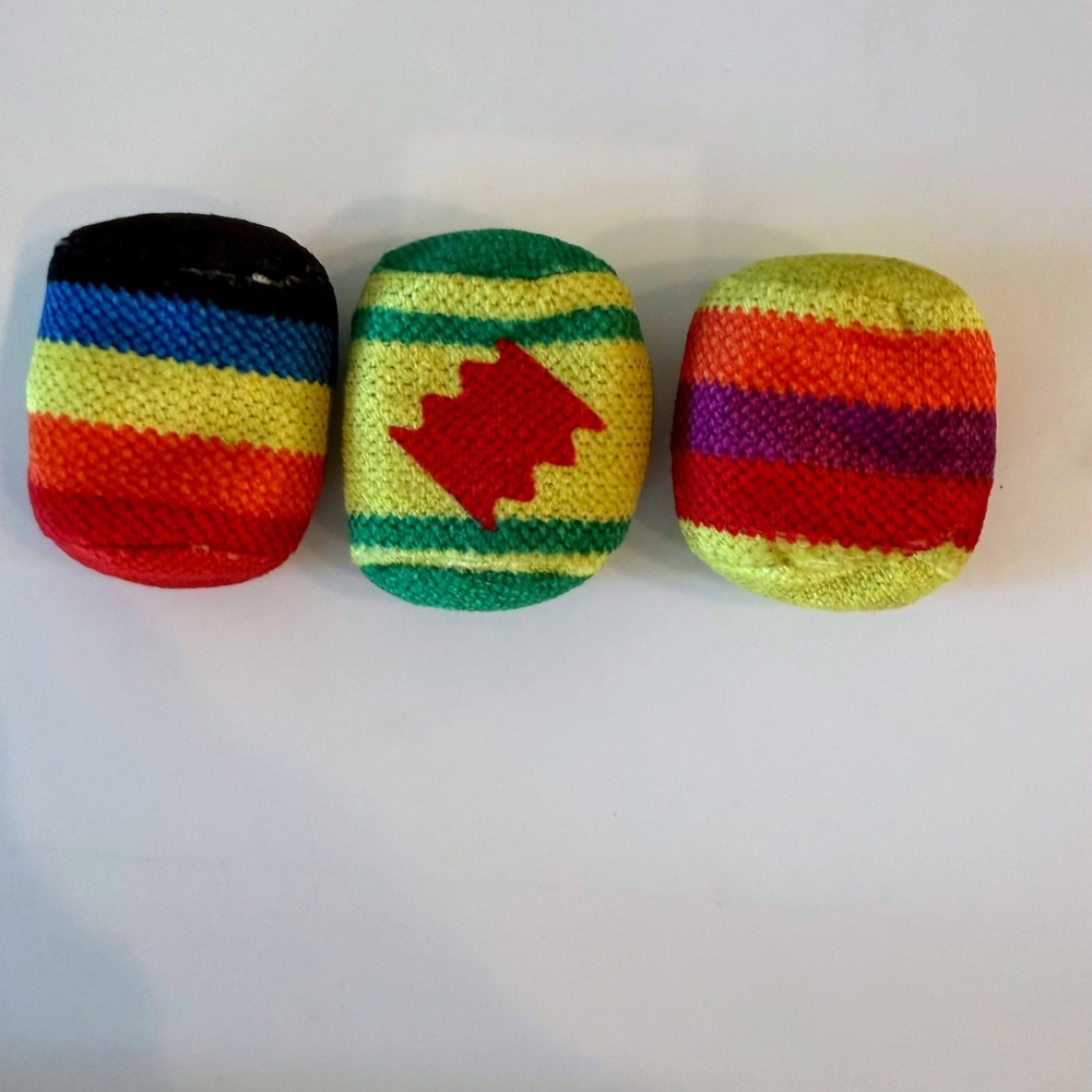 Hacky Sack Footbag Set Unisex OS Multi Color Woven Style Striped 3 Pack